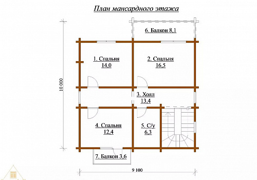 Объект №111: дом из бруса 142х145 с балконом и гаражом 3 Объект №111: дом из бруса 142х145 с балконом и гаражом 3
